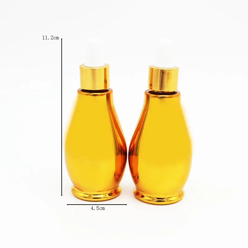 electroplated golden 2oz 60ml dropper essential oil glass bottle