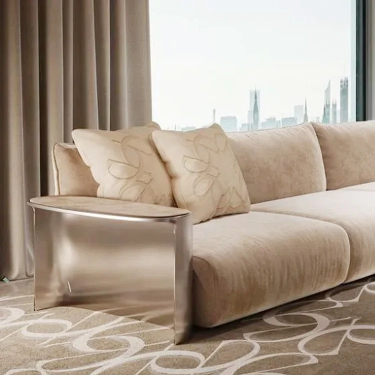 Living room sofa set furniture luxury nubuck cow leather leisure sofas I shape couches sofa with armrest