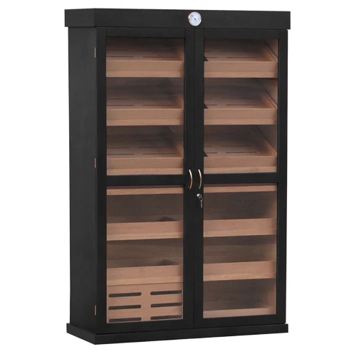 made in china custom large double glass door electrical LED cigar humidors for sale used  display humidor cabinet