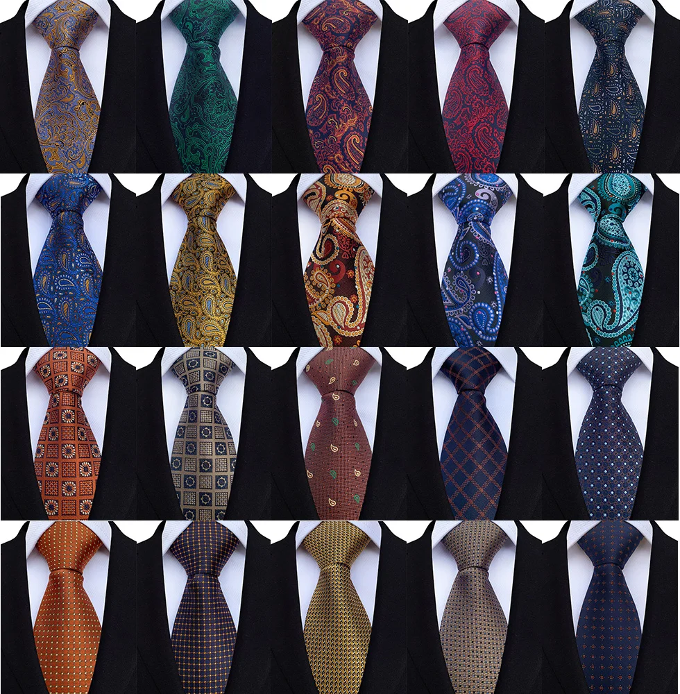 New Cashew Silk Ties for Men Jacquard 8cm Slim Men Necktie Mens Neck Tie for Business Cravats Paisley Groom Neckties