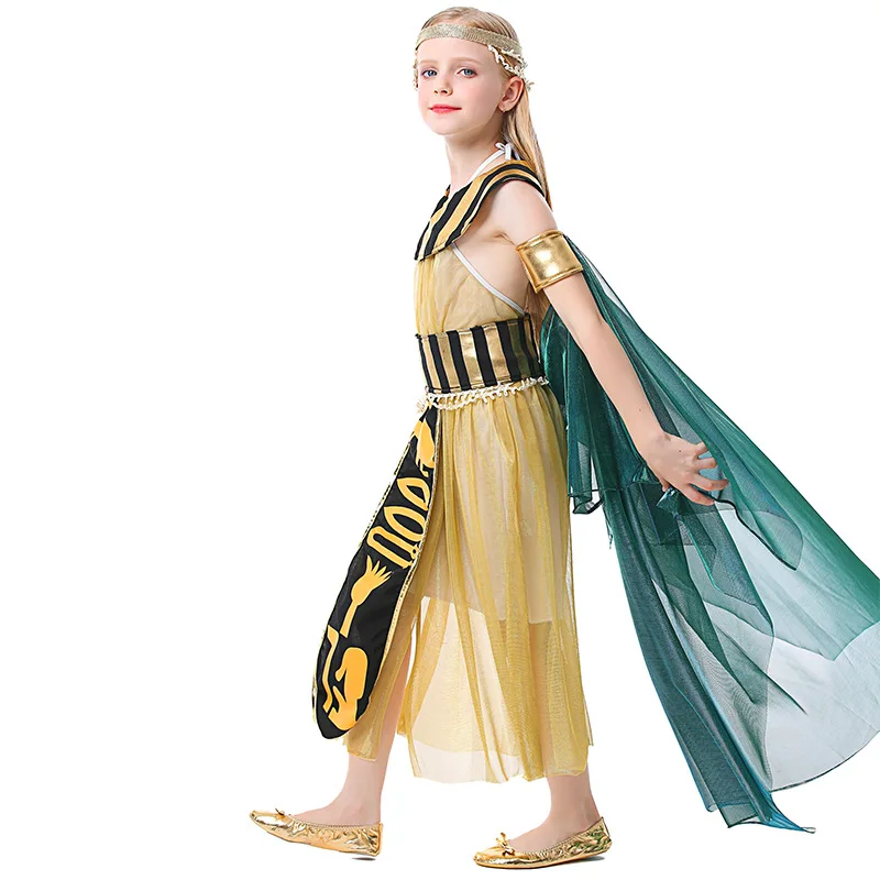 Kid Halloween Carnival Party Pharaoh Queen Boy Girl Egyptian Cleopatra Costume AGHC-008