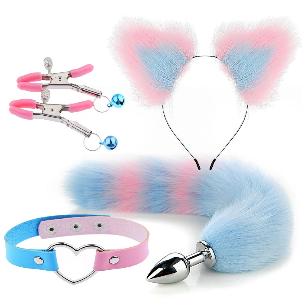 4Pcs Cat Ears Headband Fox Tail Anal Butt Plug Anal Toy Juguete Sexual Adult Sex Toys For Woman Couples Games