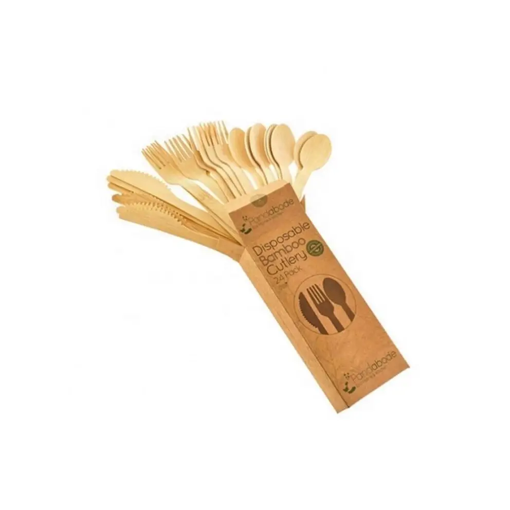 Logo custom eco Flatware Cutlery Set bamboo Wholesale Customized for Party restaurant