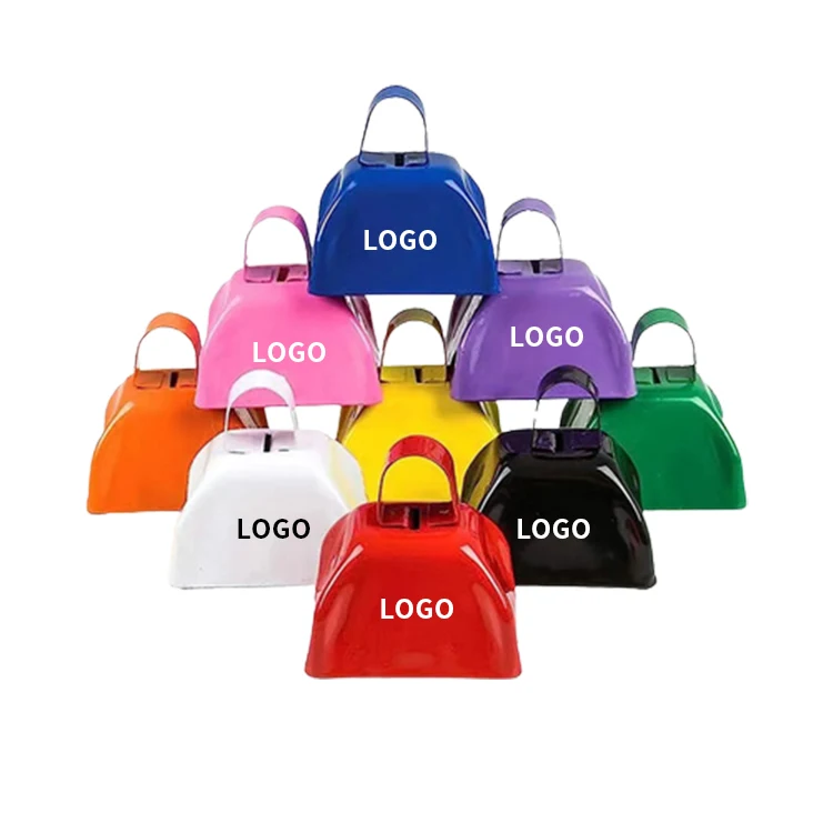 Custom Cow Bell Noisemaker Decor Toys Logo Printed Promotional Metal Cowbell For Kids