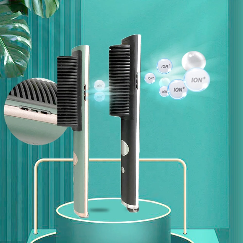 new styling sale electric hair straightener brush hot heat straight iron electronic straightening comb with fast ptc heating