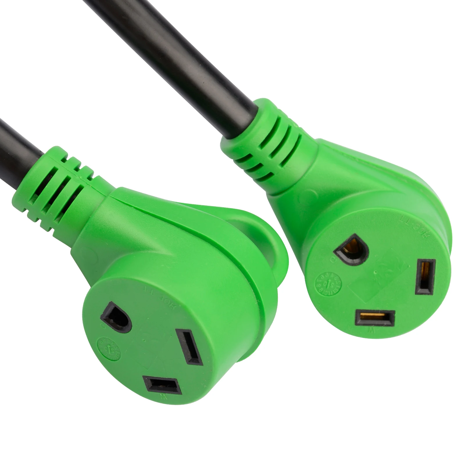 27.5'  RV Y Adapter Cord  30Amp NEMA TT-30P Male Plug to Two 30Amp NEMA TT-30R Female Receptacle