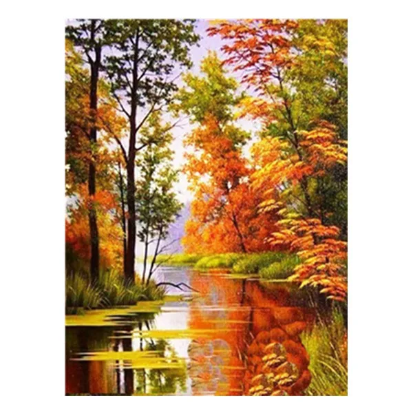 HUACAN 5D Full Drill Square Diamond Painting  Autumn Scenery Landscape Diamond Embroidery painting Decoration Art kits (1600289955797)