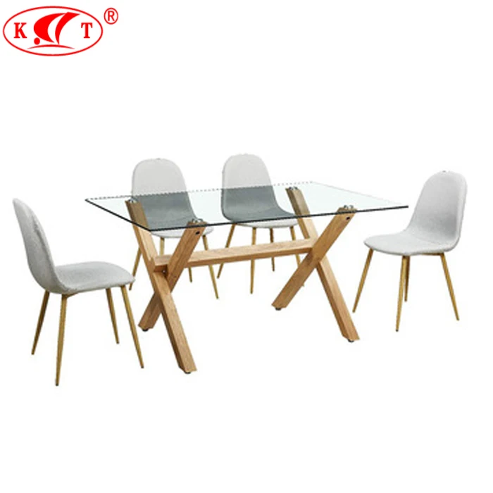 Modern design Furniture dining room table Tempered glass 4 seats dining table set