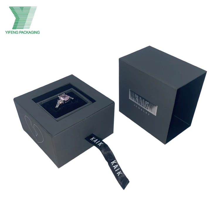 Creative Customized Necklace Box Matt Gray Small Paper Gift Fashion Rotation Luxury Branded Jewelry Boxes