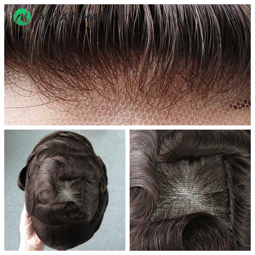 8x10 Dark Brown Full Swiss Lace Human Hair Mens Toupees Lace India Hair Units Natural System