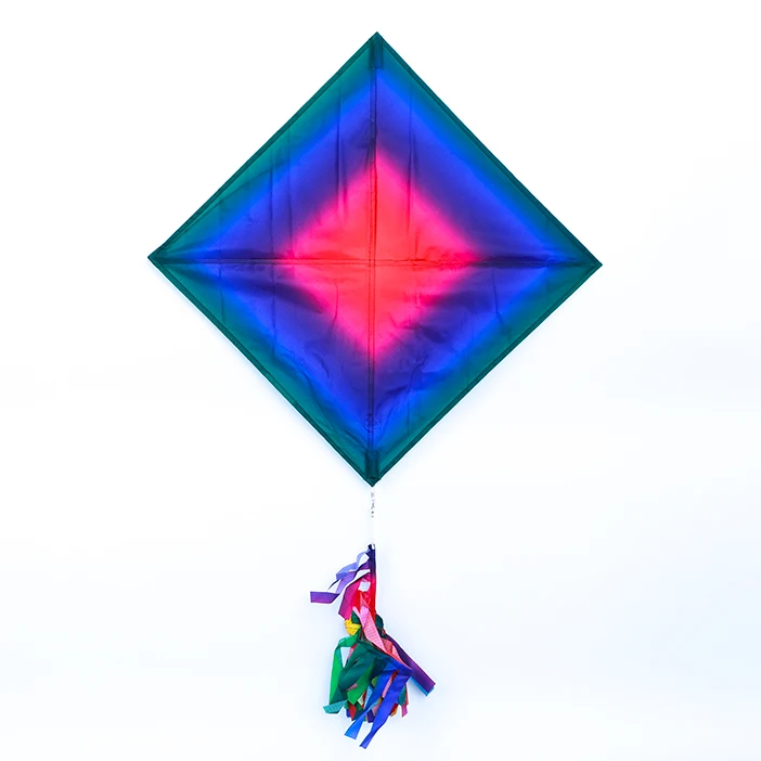 2023 Hot sale green foursquare single line kite with trail Manufacturers sell colored kites directly