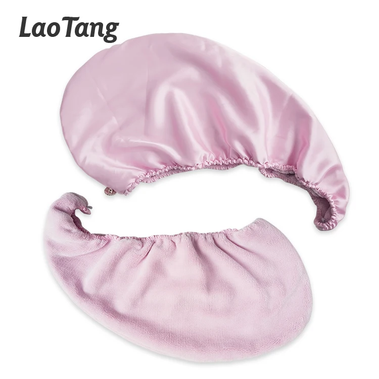 Oem/Odm Double Layers Satin Silk Hair Wraps Towel Microfiber Drying Hair Turban Quick Dry Towel For Women