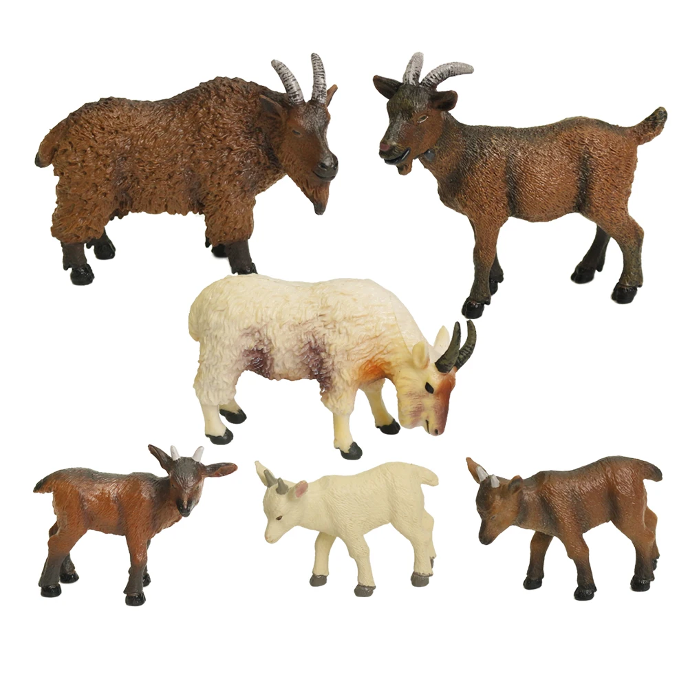 Vivid solid 3d farm animal model plastic PVC goat toy