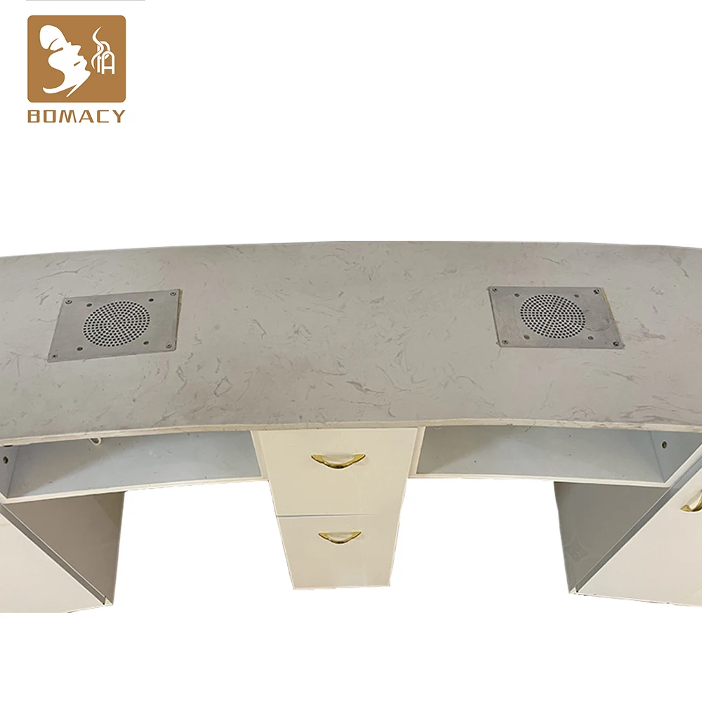 Station with fan bar portable furniture marble top chairs sets manicure saloon tech desk light luxury Nails Tables