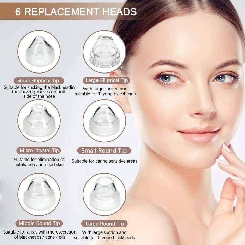 2024 New 6 Heads Electric Acne Blackhead Removal Tool Nose Pore Cleaner Blackhead Remover Vacuum