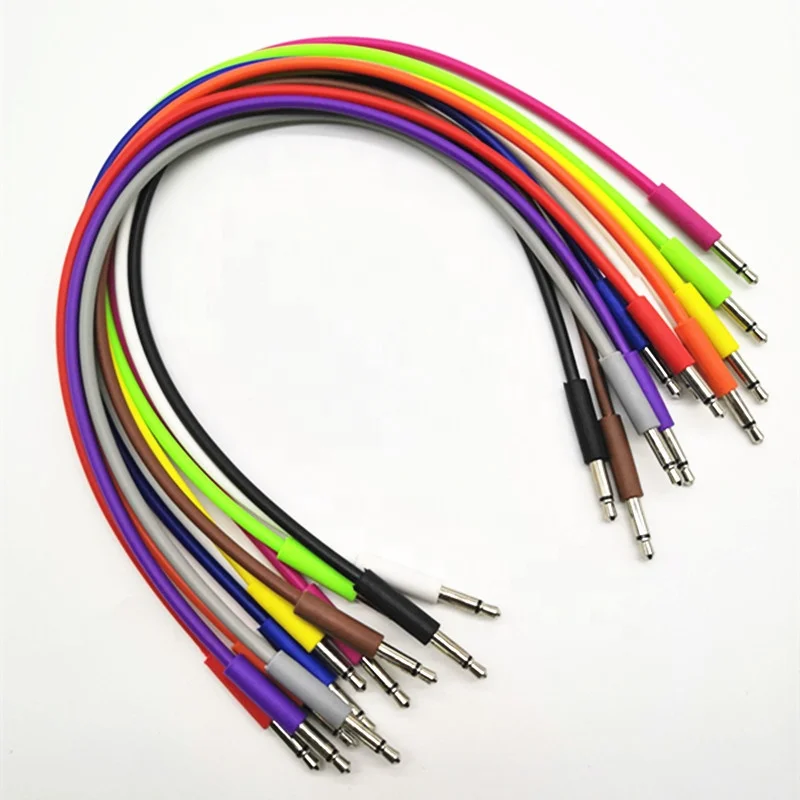 Multi-Colored TPE thin cable  3.5mm mono patch TPE cable  for eurorack modular synthesizer audio cable