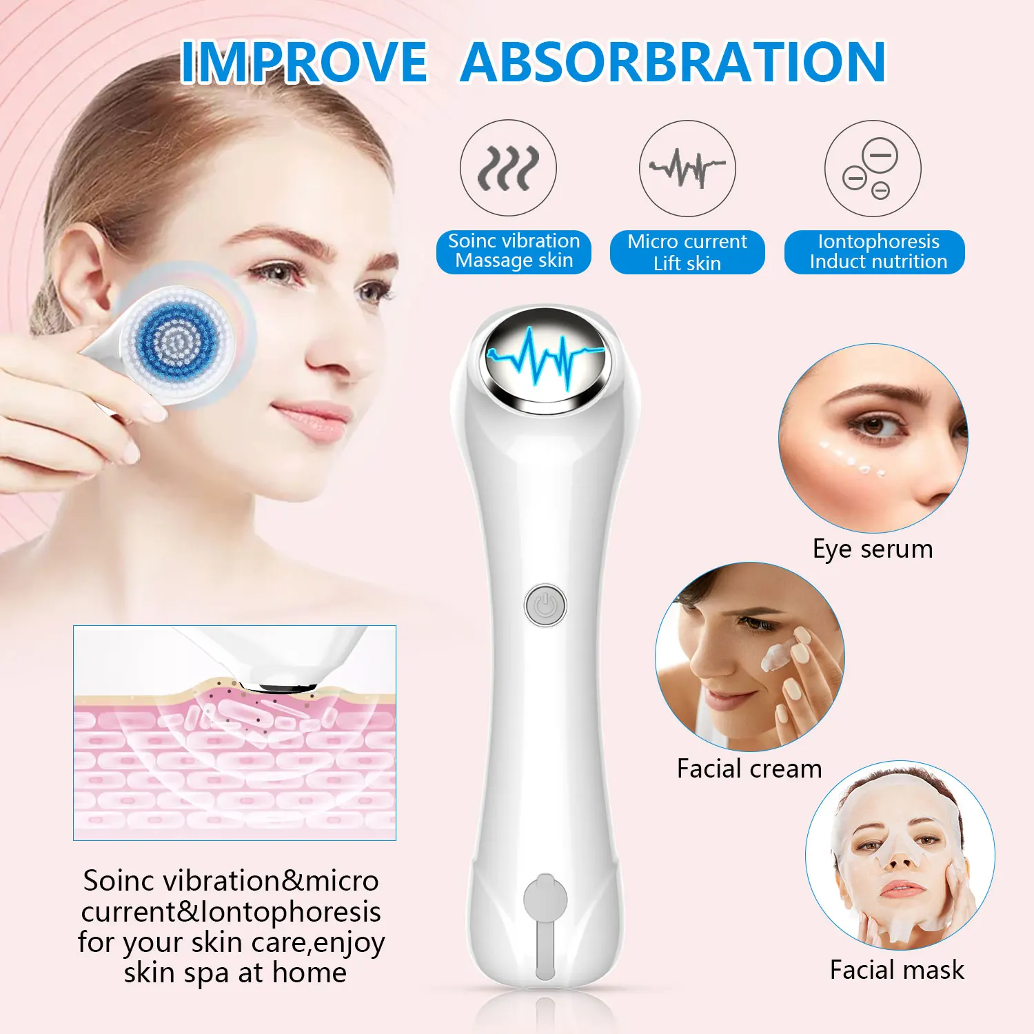 2024 all in 1 Wireless Sonic Facial Cleansing Brush Exfoliate Waterproof Electric Face Cleansing Brush Device