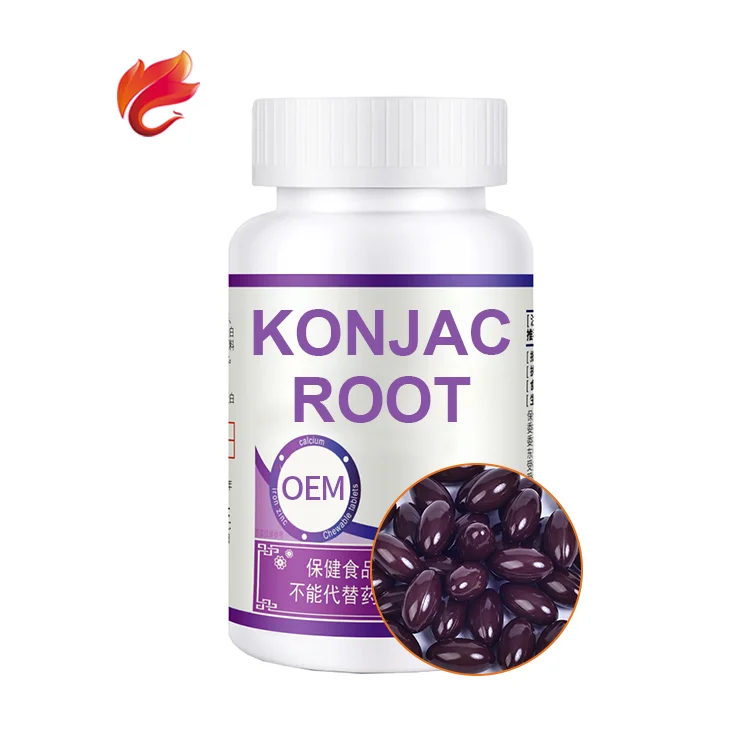Lower Blood Fat Glucomannan Konjac Root Powder Softgels Soft Gels Capsules Oem 500Mg Private Label