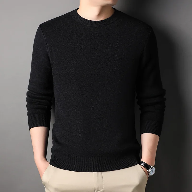 OEM Factory Price Basic O-neck Comfy Men Sweater Plain Knitted Pullover Custom Cashmere Sweater For Winter