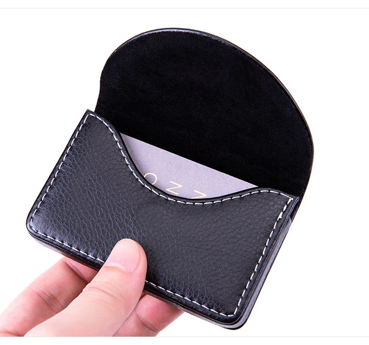 Business Credit Card Holder PU Leather Woven Pocket Slim Name Card Holder Magnetic Shut Business Card Carrier For Men Women