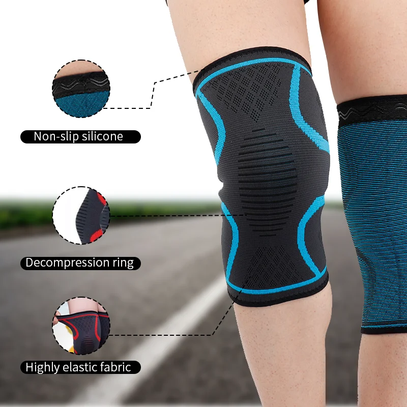 Pain Relief Compression Sleeve Knee Support Nylon Sport Knee Pads 2 Pack Knee Brace