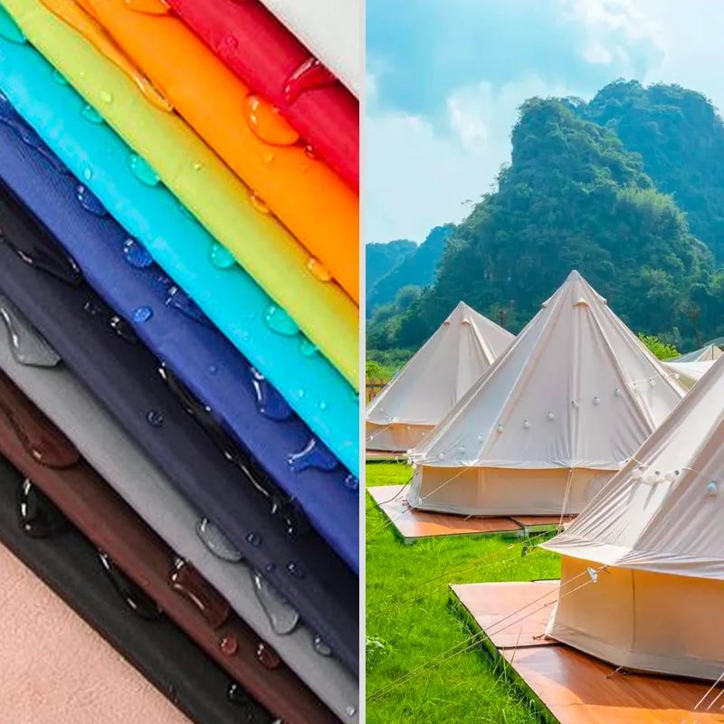 plaid taffeta polyester pongee oxford nylon stretch fireproof tent outdoor waterproof fabric for tent