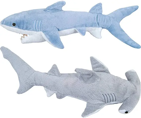 YIWU AULLAN High Quality Durable Blue Shark Plush Stuffed Toy Soft Pillows Animal Shark Seaworld Plush Toy