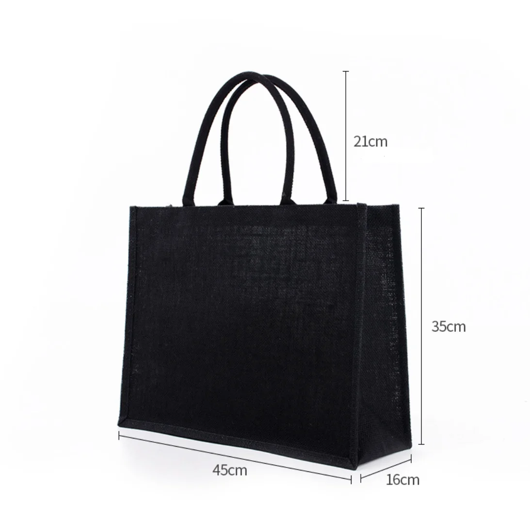 High Quality Fashion Waterproof Linen Natural Black Beach Bag Burlap Shopping Tote Jute Bag