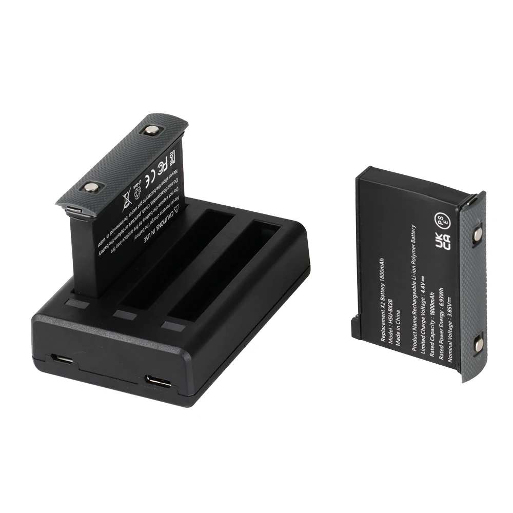 HSU 2 Pack 1800mAh Batteries for Insta360 ONE X2 Camera and 3-Channel  battery charger camera Accessories