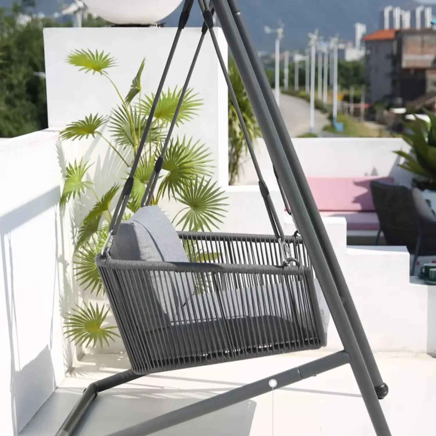 Wholesale Italy Patent Design Aluminium Swing Chair One Seat Outdoor Furniture Patio Swing Chair