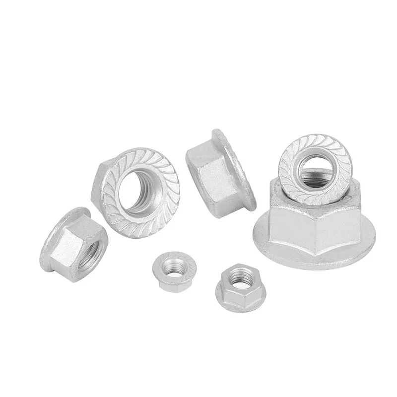 Customized ASME B 18.16.4 DIN6923 M6 M8 M10 Dacromet Carbon Steel Hex Flange Lock Nut