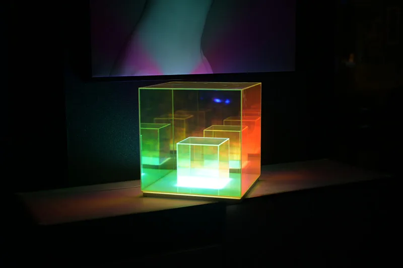 RGB 12.5cm modern desk decoration led night light Colorful cube acrylic light cube table lamp for bedroom