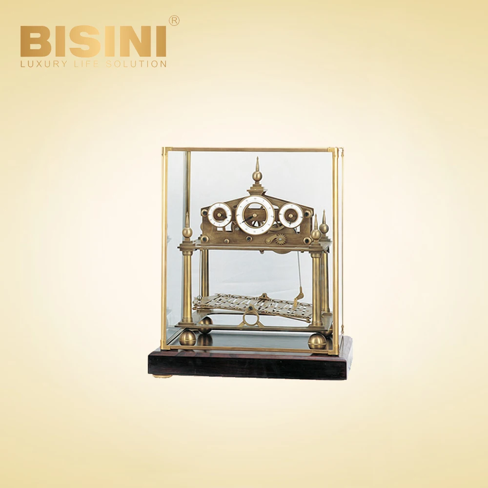 High grade luxury retro Mahogany Shell pressure lion ball clock Mechanical Exquisite Glass cover Desk Clock