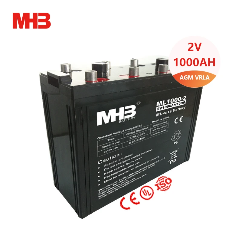 Производитель Mhb оптовая продажа 2 Вольта гель глубокого цикла VRLA свинцово-кислотная Солнечная перезаряжаемая батарея AGM 1000ah В для солнечной батареи