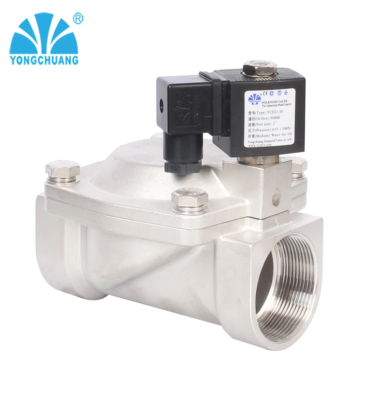 Yongchuang YCD11/21series 2 way 12V 220 volt food grade water Stainless steel fast switching solenoid valve
