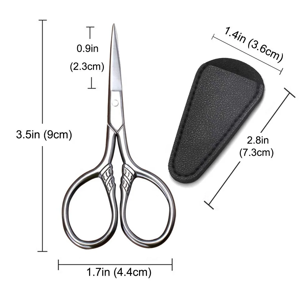 Stainless Steel Multi-Purpose Vintage Small Precision Scissors  With PU Sheath