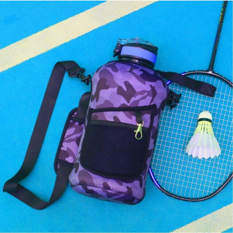 Customization Half Gallon and Straw lid BPA Free Sports Water Bottle Jug with Handle 2.2L Water Bottle with Sleeve