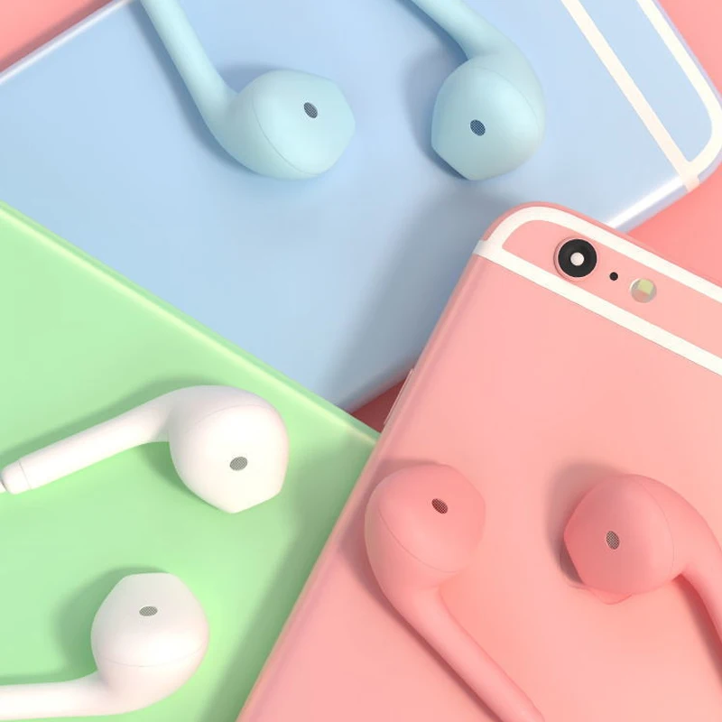 
Delicate Frosting Feel Cheap Earphones 3.5mm Wide Compatibility Ear Phones Wired Available in 8 Colors Macaroon Earphone 