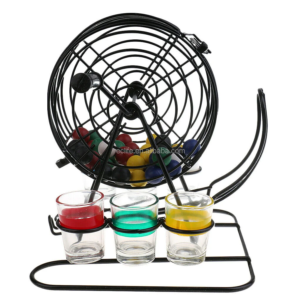 Wholesales 6 Colors Shot Glasses Classic Casino Bingo Lotto Lottery Family Game Set Bingo Drinking Game