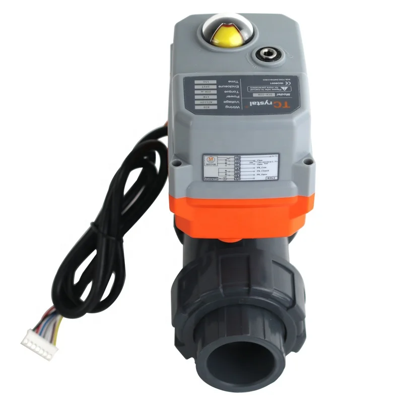 1inch  acid-resistant PVC plastic 2 way ball valve with Electric Actuator