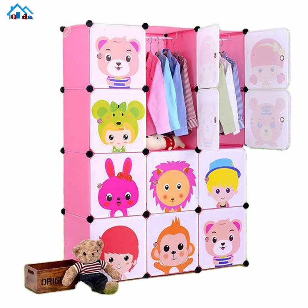 
Online Simple Portable Folding Plastic pp Baby Kids Wardrobe Design 