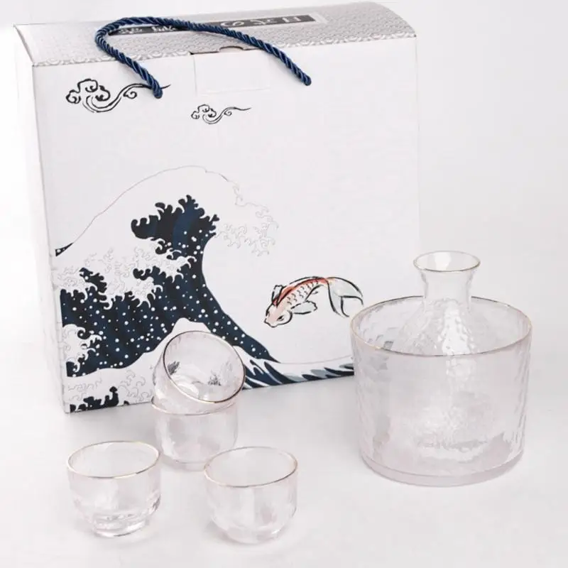 Japanese sake pot set small wine cup white divider household wine warmer fruit cup glass wine set