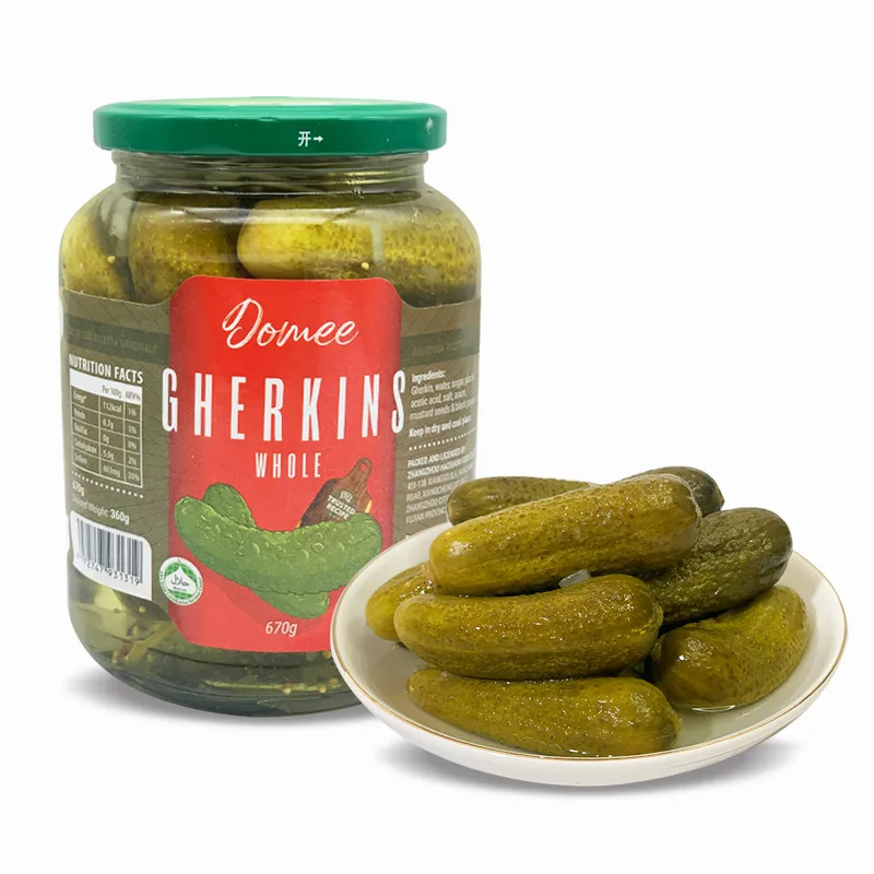 Wholesale Delicious Asian Bottled Cucumber Pickle Canned Food Canned Gherkins Pickles