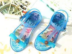 Детские сандалии-желе с бантом и кристаллами, обувь для девочек «Холодное сердце», сандалии-желе для девочек-подростков, пластиковая обувь для девочек
