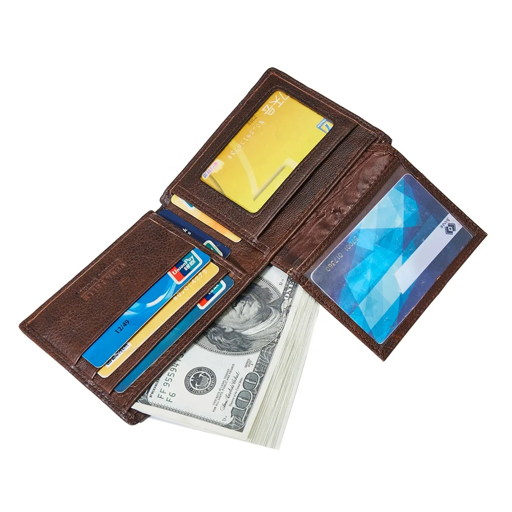 Amazon Hot Selling Slim Front Pocket Rfid Blocking Card Holder Minimalist Mini Bifold Wallet with Gift Box