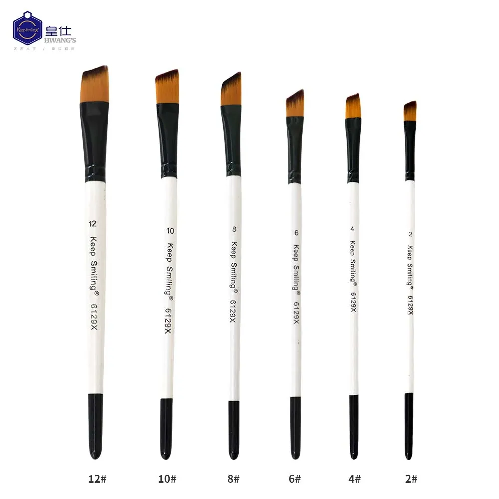 Keep Smiling 6pcs Nylon Hair White Handle Paint Brush For Watercolor Acrylic Art Supplies