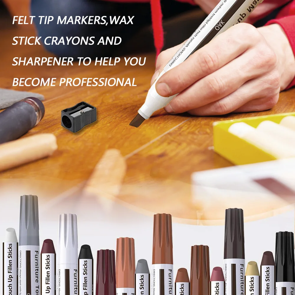 Repair Scratch Cracks 8 Colors 17 Pack Furniture Repair Kit Wood Markers