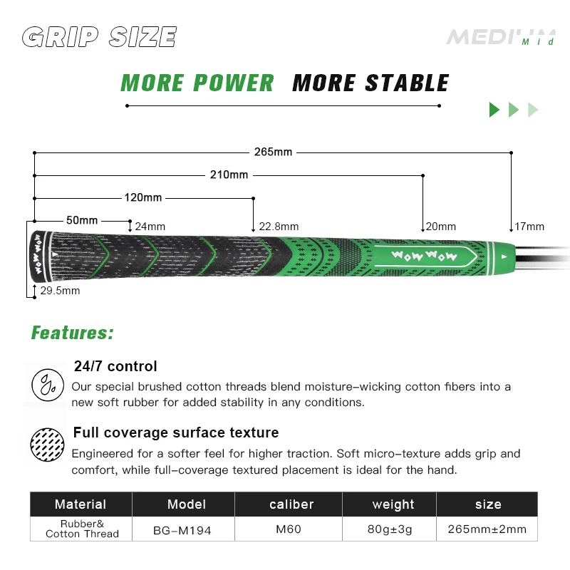 2022 High Quality Custom Logo Rubber Material Midsize Golf Cord Grip Iron Golf Grips