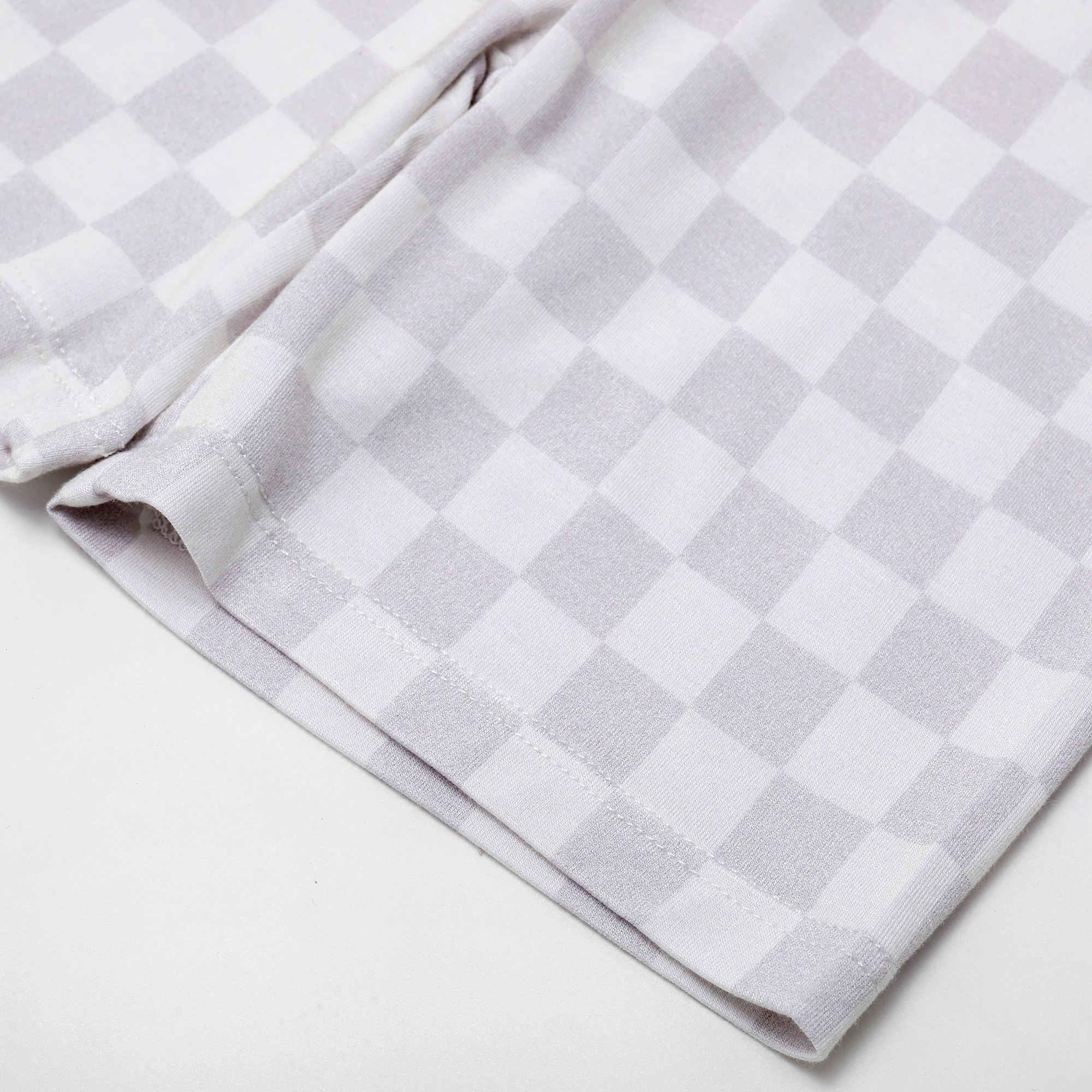 2024 Square Pattern Baby and Kids Bamboo Spandex Material Tops and Pants New Design Baby Clothes Long Sleeve Baby Pajamas