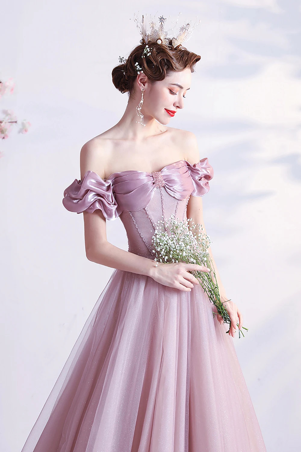 Hot-selling Cheap Pink Elegant Bride Wedding Toast Dress Banquet Annual Meeting Wedding Evening Dress